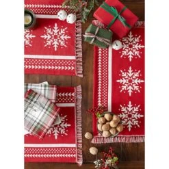 DII® Nordic Snowflake Stripe Jacquard Placemats, 4ct. -Michaels Store D540033S 9