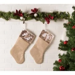 DII® Champagne Sequin Linen Holiday Stocking Set -Michaels Store D540058S 5