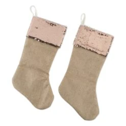 DII® Champagne Sequin Linen Holiday Stocking Set -Michaels Store D540058S 7
