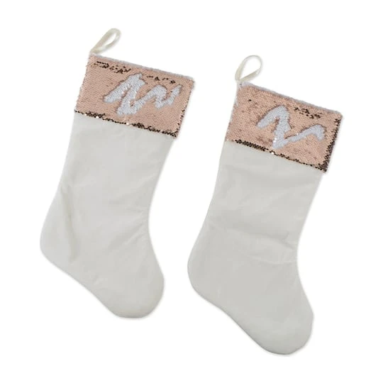 DII® Cream Sequin Velvet Holiday Stocking Set 1 DII® Cream Sequin Velvet Holiday Stocking Set