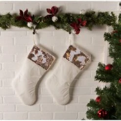 DII® Cream Sequin Velvet Holiday Stocking Set 12 DII® Cream Sequin Velvet Holiday Stocking Set -Michaels Store D540059S 5