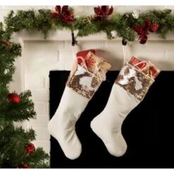 DII® Cream Sequin Velvet Holiday Stocking Set 13 DII® Cream Sequin Velvet Holiday Stocking Set -Michaels Store D540059S 6