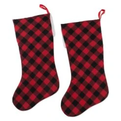 DII® Red & Black Buffalo Check Holiday Stockings Set -Michaels Store D540060S 2