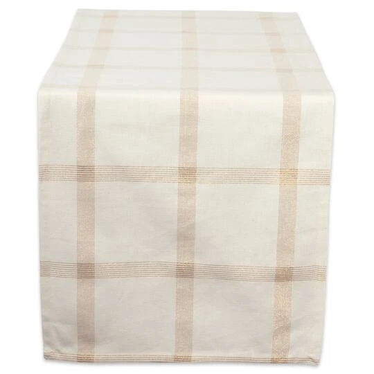 DII® 72" Gold Lurex Plaid Table Runner 1 DII® 72" Gold Lurex Plaid Table Runner
