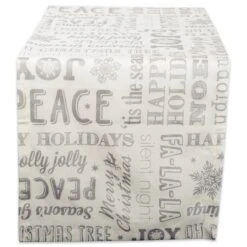 DII® 108" Silver Christmas Collage Table Runner