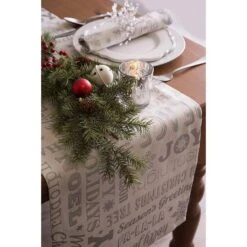 DII® 108" Silver Christmas Collage Table Runner -Michaels Store D540099S 5