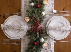 DII® 108" Silver Christmas Collage Table Runner -Michaels Store D540099S 9