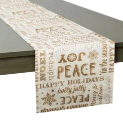 DII® 108" Gold Christmas Collage Table Runner -Michaels Store D540100S 3