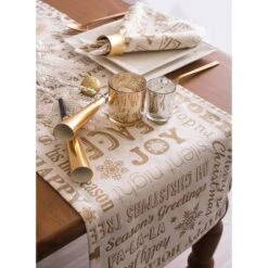 DII® 108" Gold Christmas Collage Table Runner -Michaels Store D540100S 6