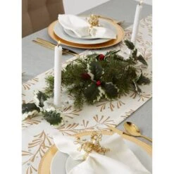 DII® 108" Metallic Holly Leaves Table Runner -Michaels Store D540102S 8