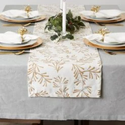 DII® 108" Metallic Holly Leaves Table Runner -Michaels Store D540102S 9