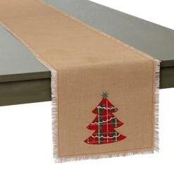 DII® 72" Embroidered Tree Burlap Table Runner -Michaels Store D540106S 3