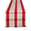 DII® 72" Red Tinsel Plaid Fringed Table Runner