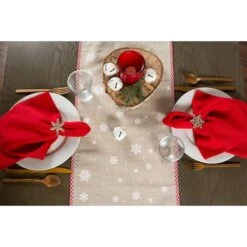 DII® 70" Red Reindeer Embroidered Table Runner 14 DII® 70" Red Reindeer Embroidered Table Runner -Michaels Store D540110S 5