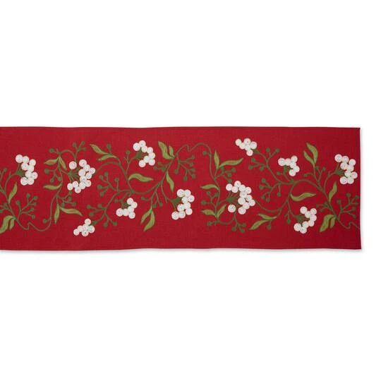 DII® 108" Mistletoe Embroidered Table Runner 3 DII® 108" Mistletoe Embroidered Table Runner - Image 3