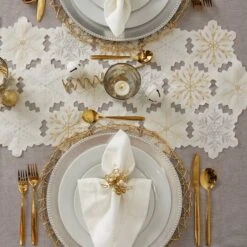 DII® 108" Snowflakes Embroidered Table Runner -Michaels Store D540113S 6