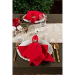 DII® 108" Red Reindeer Embroidered Table Runner -Michaels Store D540115S 4