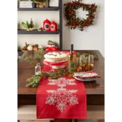 DII® 70" Sparkle Snowflakes Embroidered Table Runner -Michaels Store D540116S 5
