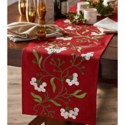 DII® 70" Red Mistletoe Embroidered Table Runner -Michaels Store D540117S 8