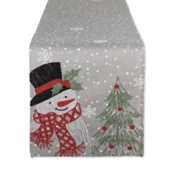 DII® 70" Grey Snowman Embroidered Table Runner