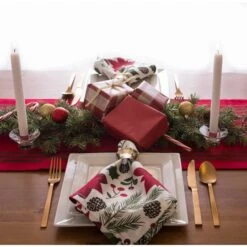 DII® 108" Red Stag Christmas Print Table Runner -Michaels Store D540122S 4