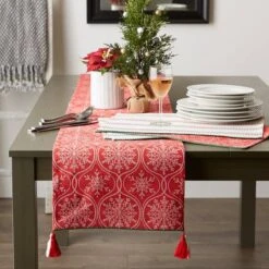 DII® 108'' Joyful Snowflakes Jacquard Reversible Table Runner -Michaels Store D540136S 6