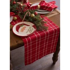 DII® 72" Holly Berry Plaid Table Runner 11 DII® 72" Holly Berry Plaid Table Runner -Michaels Store D540137S 3