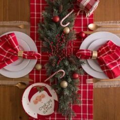 DII® 108" Holly Berry Plaid Table Runner 15 DII® 108" Holly Berry Plaid Table Runner -Michaels Store D540138S 6