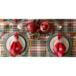 DII® 70" Round Yuletide Plaid Tablecloth -Michaels Store D540147S 2