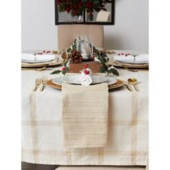 DII® 120" Gold Lurex Plaid Tablecloth -Michaels Store D540150S 5