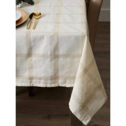 DII® 120" Gold Lurex Plaid Tablecloth -Michaels Store D540150S 9