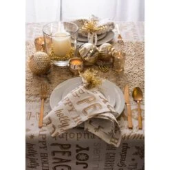 DII® 84" Gold Christmas Collage Tablecloth -Michaels Store D540160S 4
