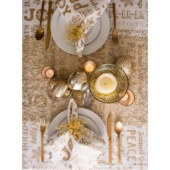 DII® 84" Gold Christmas Collage Tablecloth -Michaels Store D540160S 6