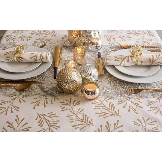 DII® 84" Metallic Holly Leaves Tablecloth 9 DII® 84" Metallic Holly Leaves Tablecloth - Image 9