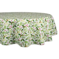 DII® 70" Round Boughs Of Holly Print Tablecloth