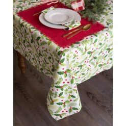DII® 52" Boughs Of Holly Print Tablecloth -Michaels Store D540184S 4