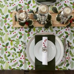 DII® 52" Boughs Of Holly Print Tablecloth -Michaels Store D540184S 5