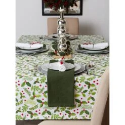 DII® 52" Boughs Of Holly Print Tablecloth -Michaels Store D540184S 6
