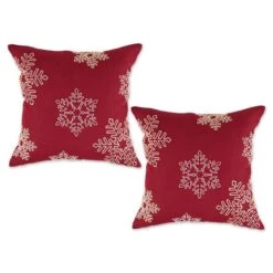 DII® Shimmering Snowflakes Leaves Embroidered Pillow Cover Set