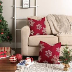DII® Shimmering Snowflakes Leaves Embroidered Pillow Cover Set -Michaels Store D540195S 7