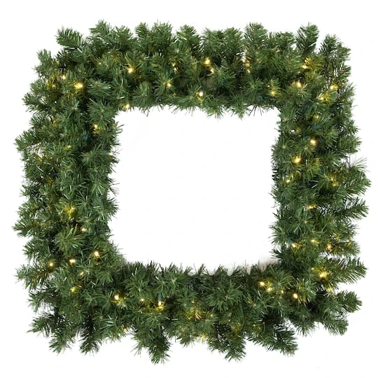30" Clear Dura-Lit® Square Grand Teton Pine Wreath 2 30" Clear Dura-Lit® Square Grand Teton Pine Wreath - Image 2