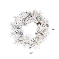 36" Warm White LED Flocked Atka Pine Wreath -Michaels Store D575219S 2