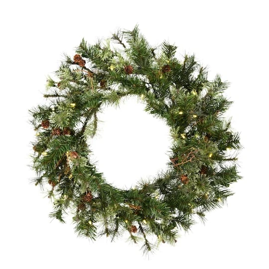 30" Warm White Dura-Lit® LED Mixed Country Pine Wreath 2 30" Warm White Dura-Lit® LED Mixed Country Pine Wreath - Image 2