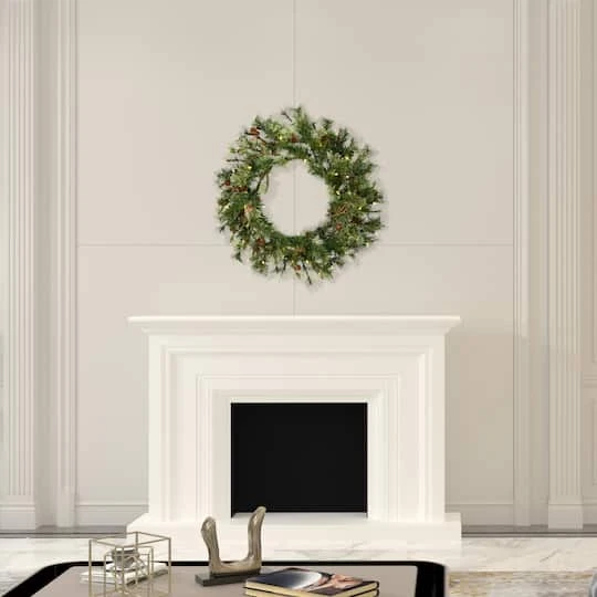 30" Warm White Dura-Lit® LED Mixed Country Pine Wreath 3 30" Warm White Dura-Lit® LED Mixed Country Pine Wreath - Image 3