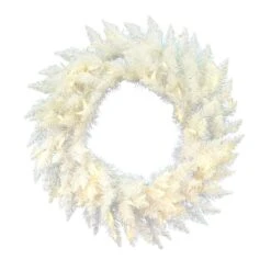 30" Warm White LED Sparkle White Spruce Wreath