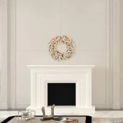 24" Warm White Dura-Lit® LED Frosted Gold Wreath -Michaels Store D575281S 2