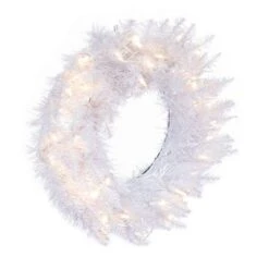24" Pre-Lit Sparkle White Spruce Artificial Christmas Wreath, Warm White LED Lights 12 24" Pre-Lit Sparkle White Spruce Artificial Christmas Wreath, Warm White LED Lights -Michaels Store D575290S 5