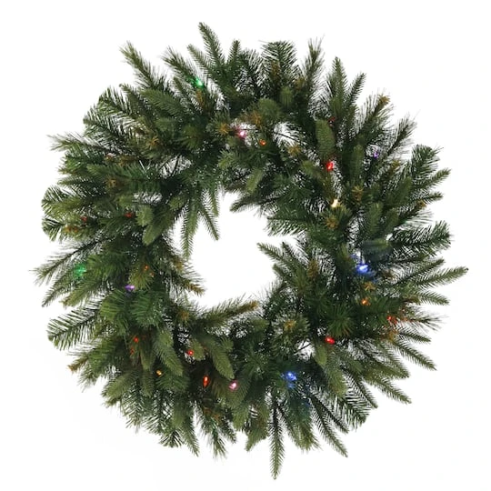 48" Pre-Lit Cashmere Artificial Christmas Wreath, Multi-Colored Dura-lit LED Lights 2 48" Pre-Lit Cashmere Artificial Christmas Wreath, Multi-Colored Dura-lit LED Lights - Image 2
