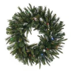 48" Pre-Lit Cashmere Artificial Christmas Wreath, Multi-Colored Dura-lit LED Lights