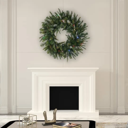 48" Pre-Lit Cashmere Artificial Christmas Wreath, Multi-Colored Dura-lit LED Lights 3 48" Pre-Lit Cashmere Artificial Christmas Wreath, Multi-Colored Dura-lit LED Lights - Image 3